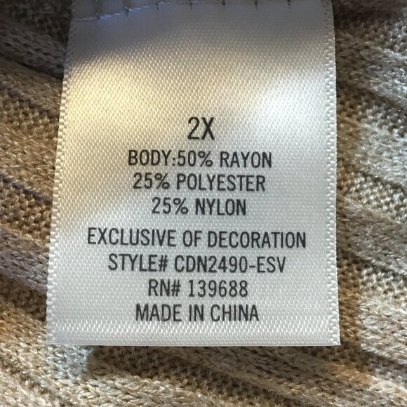 Harper Heritage Ribbed Mini Dress Long Sleeve Tan 2X - Picture 6 of 9